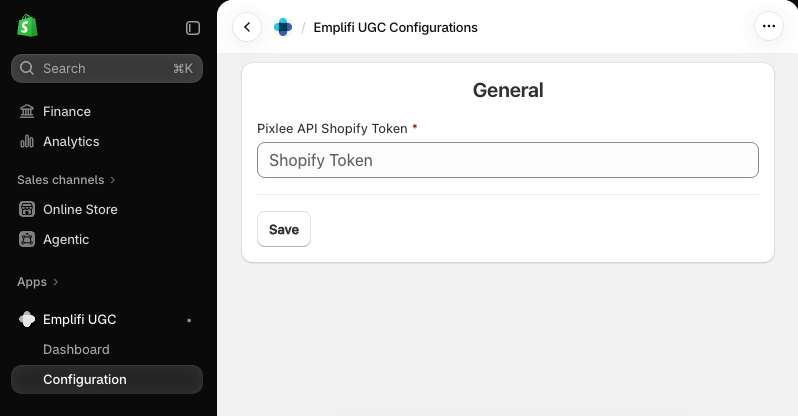 Initial App Configuration Page