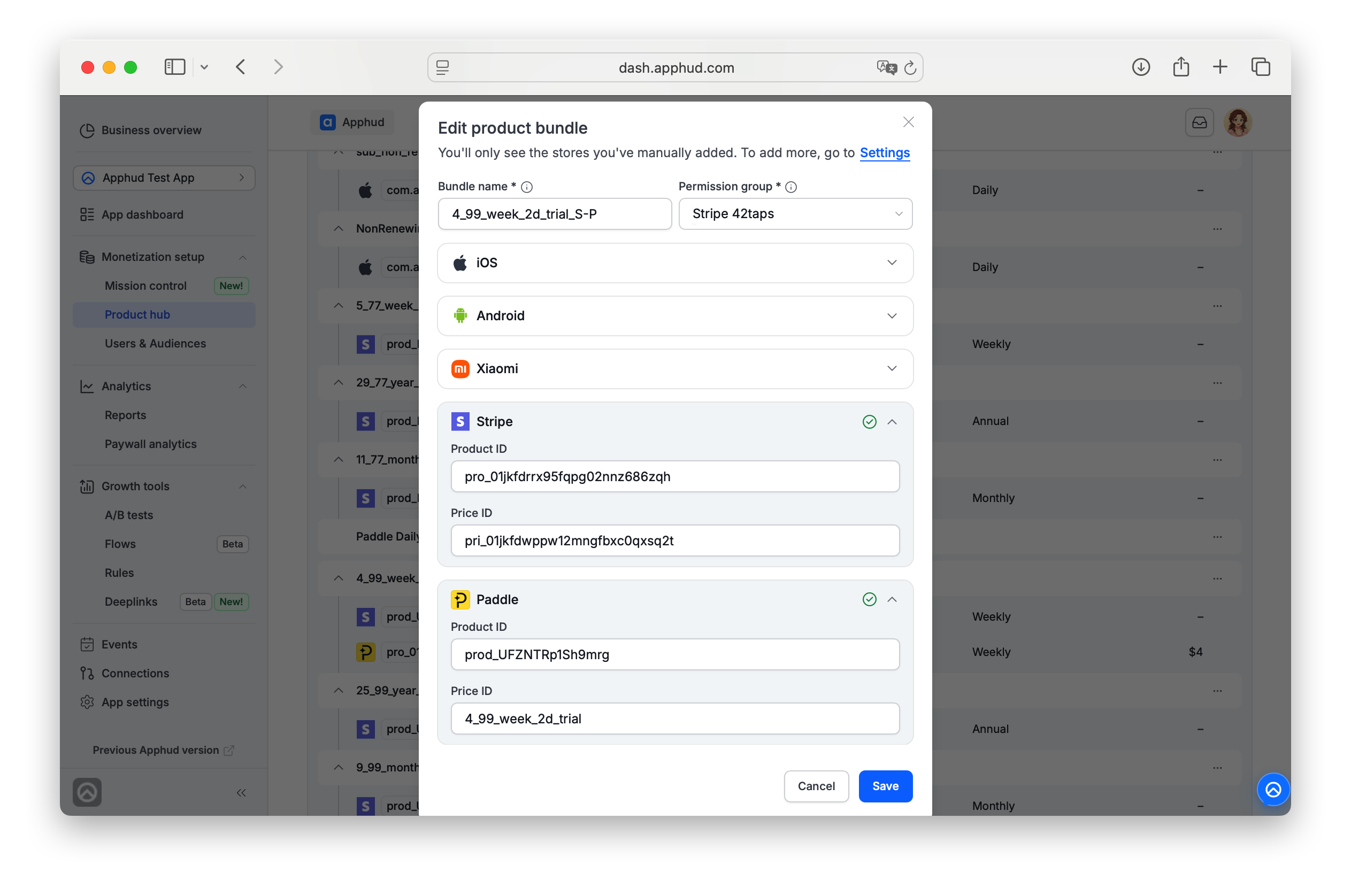 Apphud - Add Web Pmt Product Example
