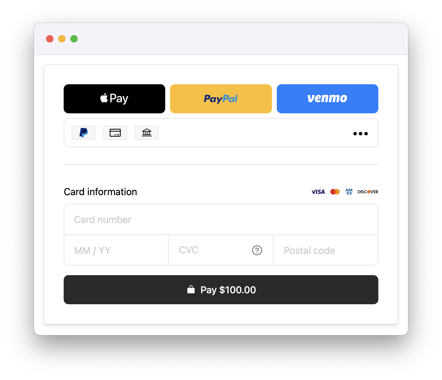 Rainforest Payment Component with Apple Pay button