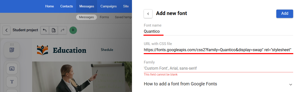 Paste URL with CSS File