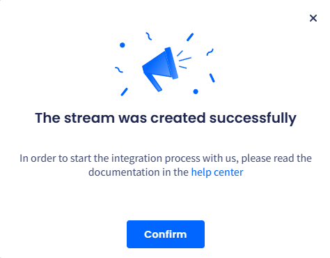 Screenshot of the success message