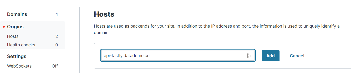 Set the hostname to `api-fastly.datadome.co`