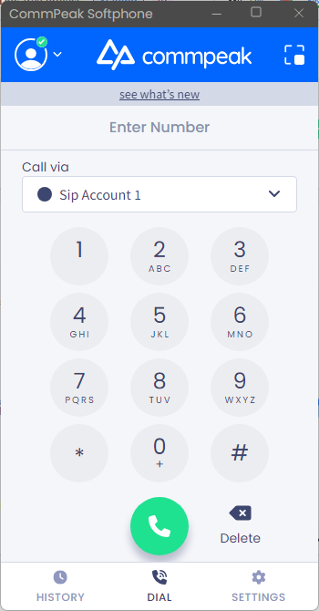 Screenshot of the Dial tab