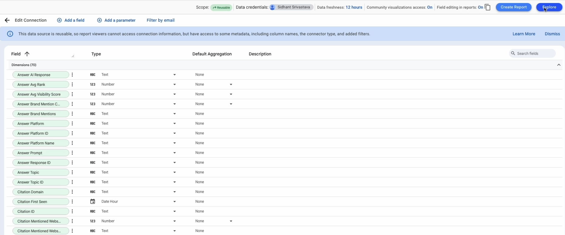 Review available fields