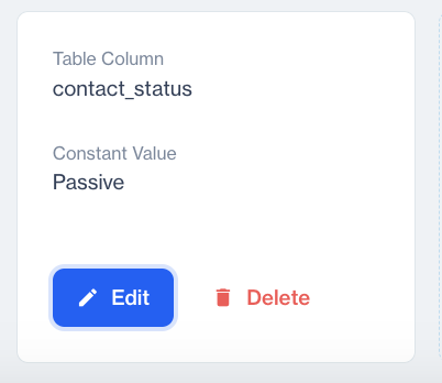 Table Column, Constant Value, Edit, Delete