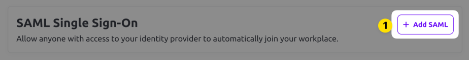 Screenshot of Doppler UI showing Add SAML button