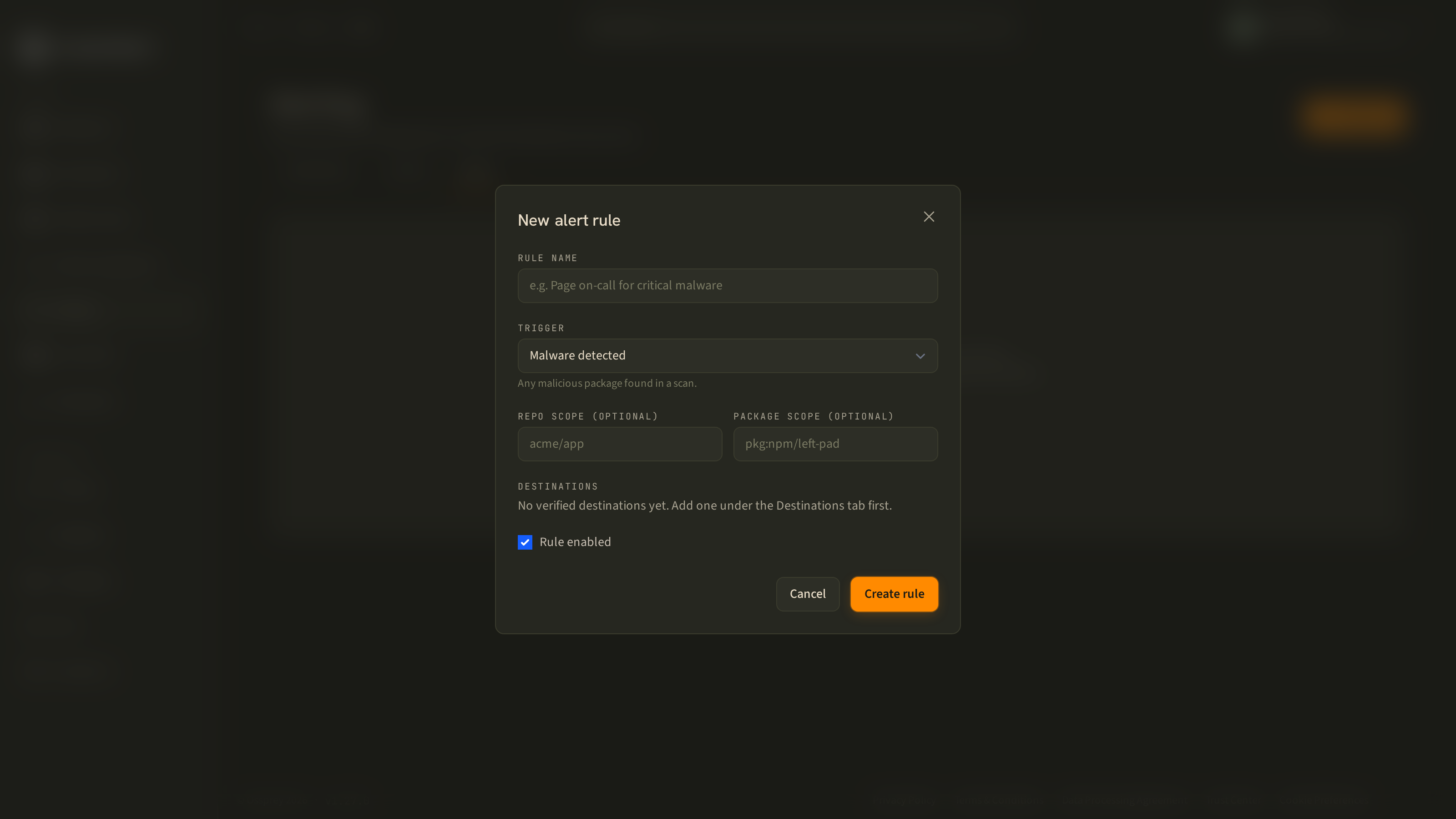 Creating an alert rule