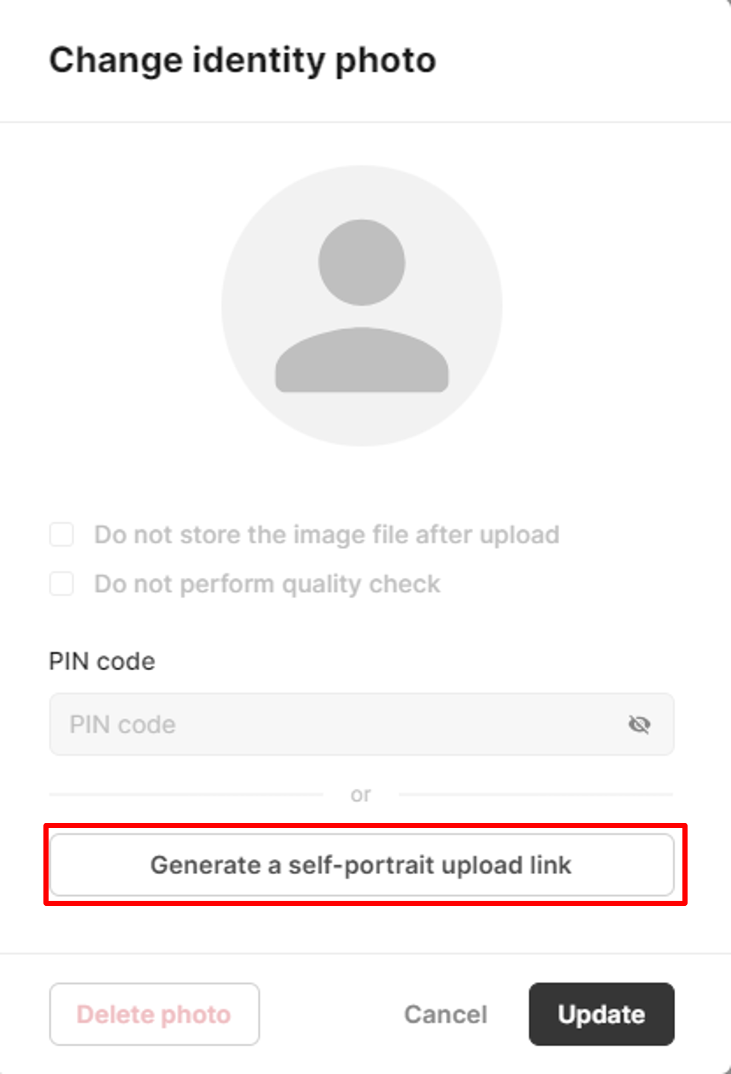 Generate the upload link