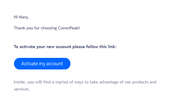 Screenshot of confirmation email 