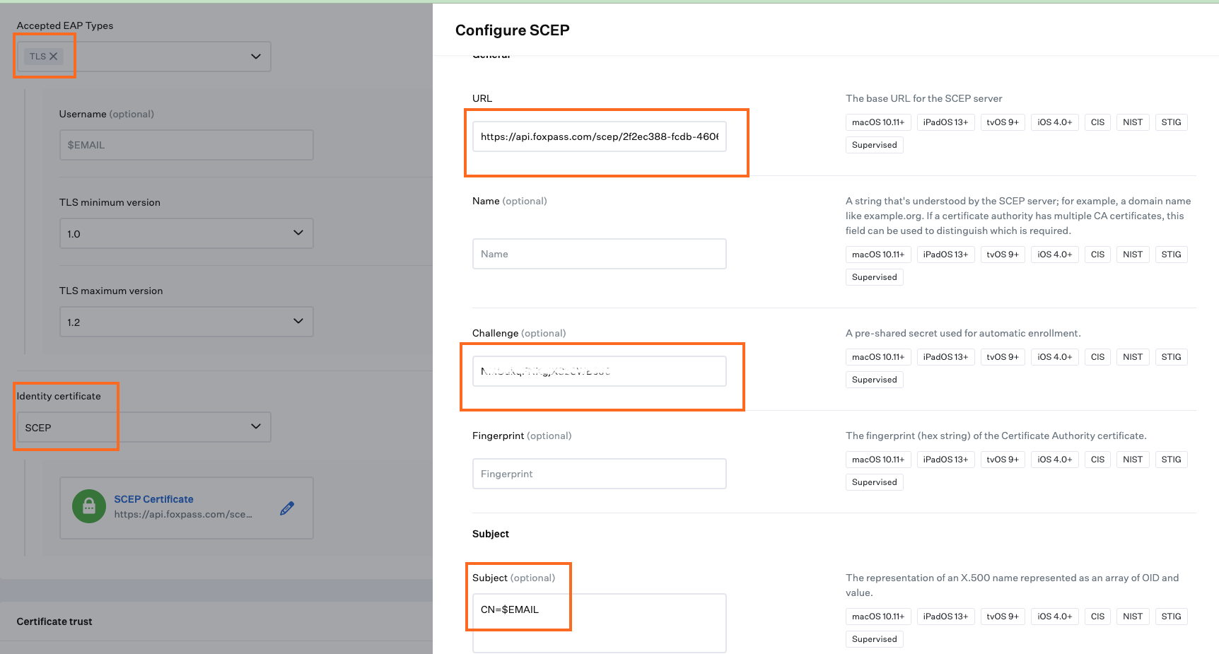 Configure settings