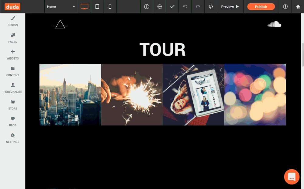 Example of connecting a collection to a photo gallery to display the tour list