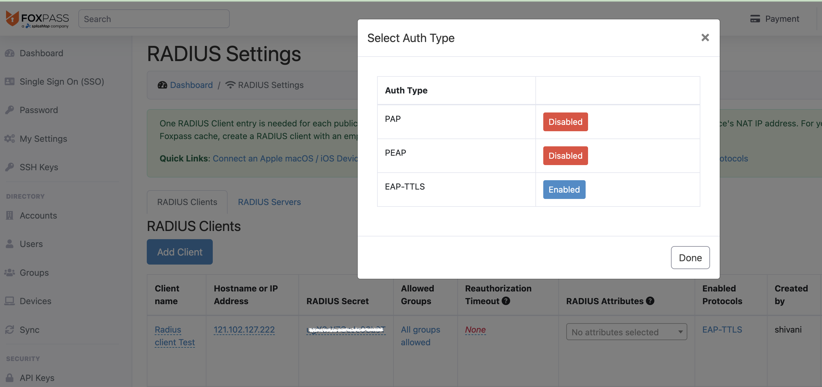 Enable/ Disable auth type depending on your use case