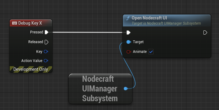 A very simple example of how to open the Nodecraft UI