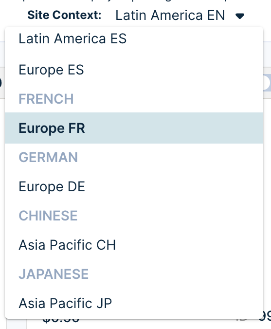 While creating a new Search Ranking rule, you can select the specific catalog (domain) listed under the Site Context dropdown.