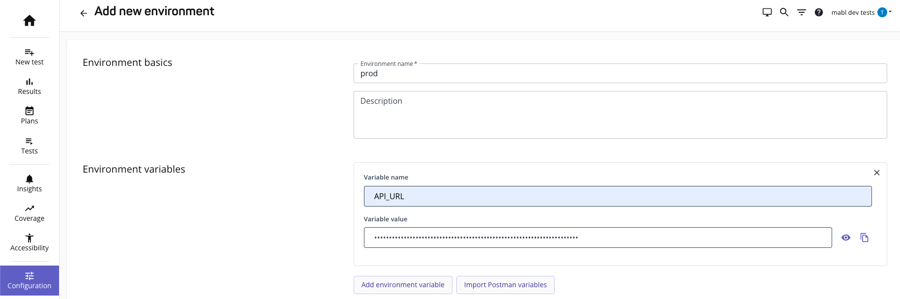 Adding a new environment variable
