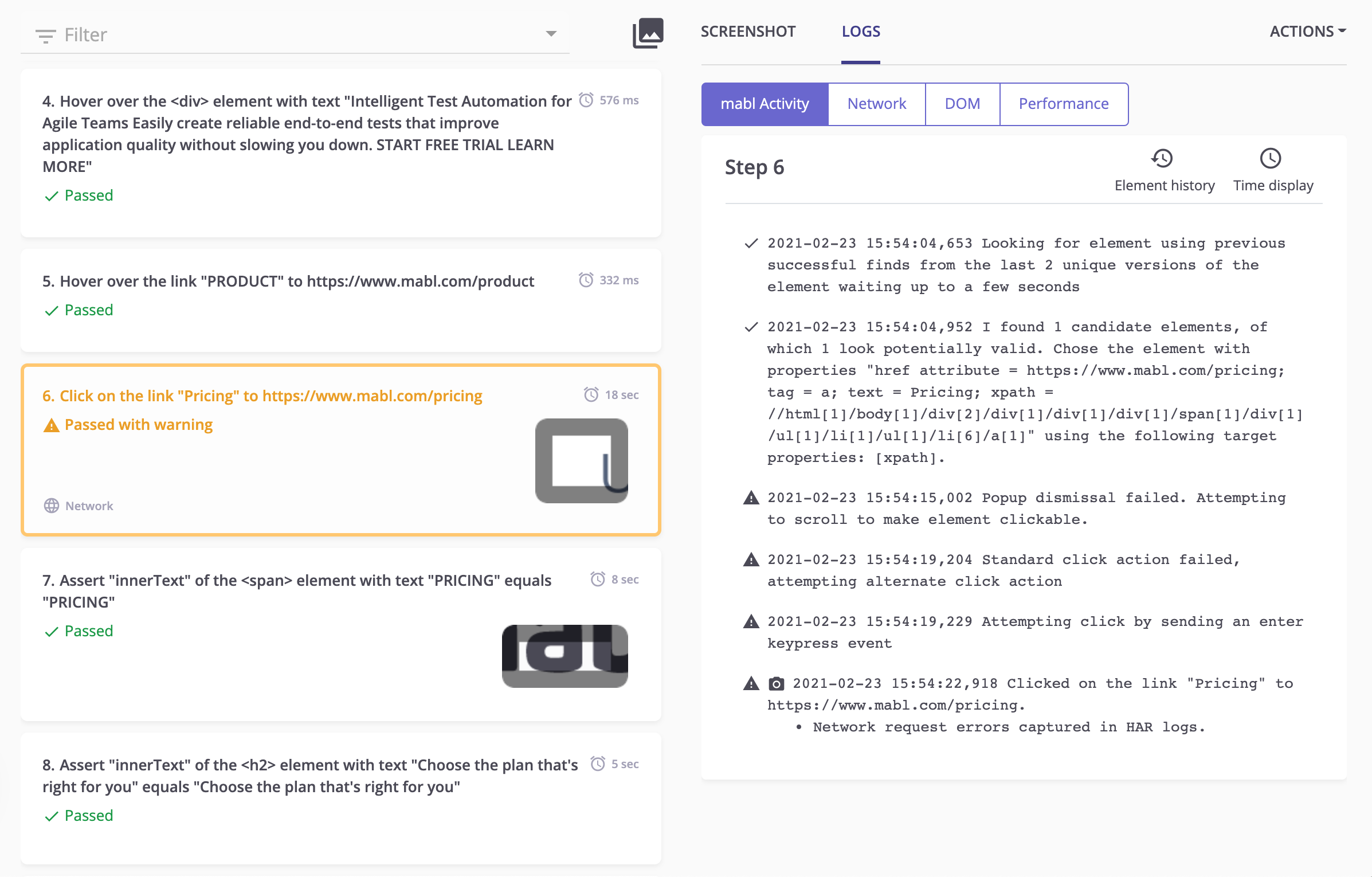 Troubleshooting mobile web tests