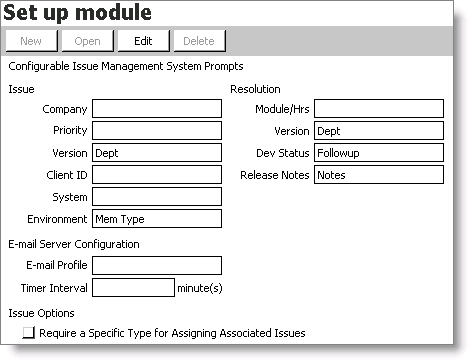 From Issues, select Set up module