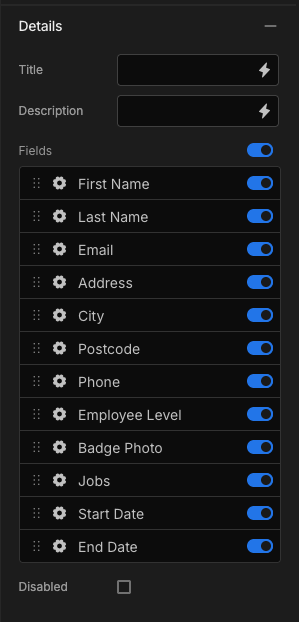 Form field configuration