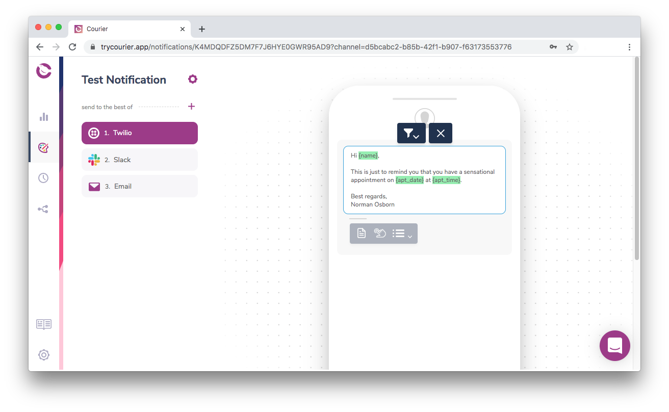Notification : Channel Rules.png A Notification with multiple Integrations