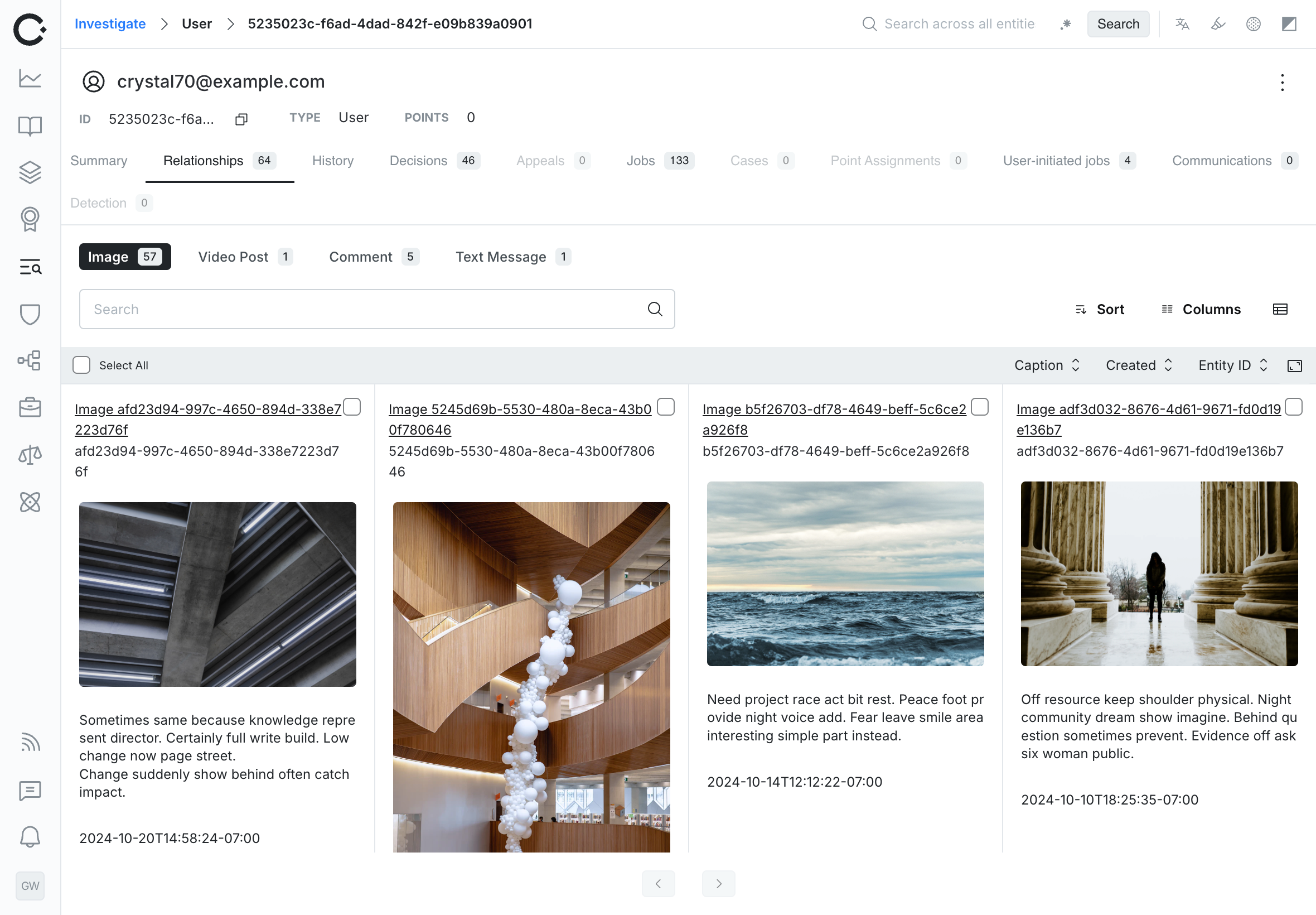 Entity table improvements with grid view