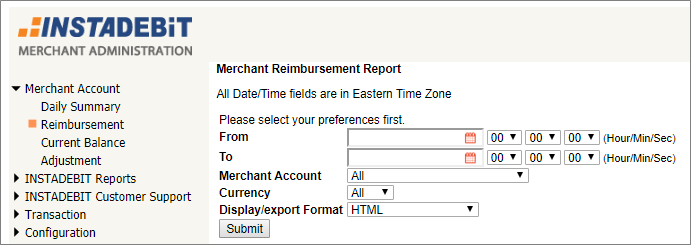 Reimbursement report input