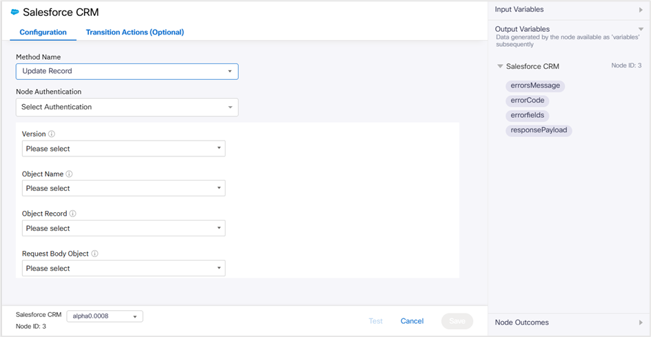 Screenshot of Update Record method configuration page
