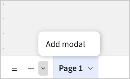 Add modal option as a caret next to the + used to add a page.