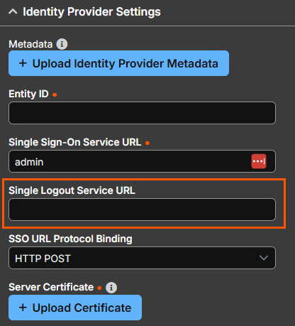 Navigate to **Users & Security > Security Providers > Identity Provider Settings**