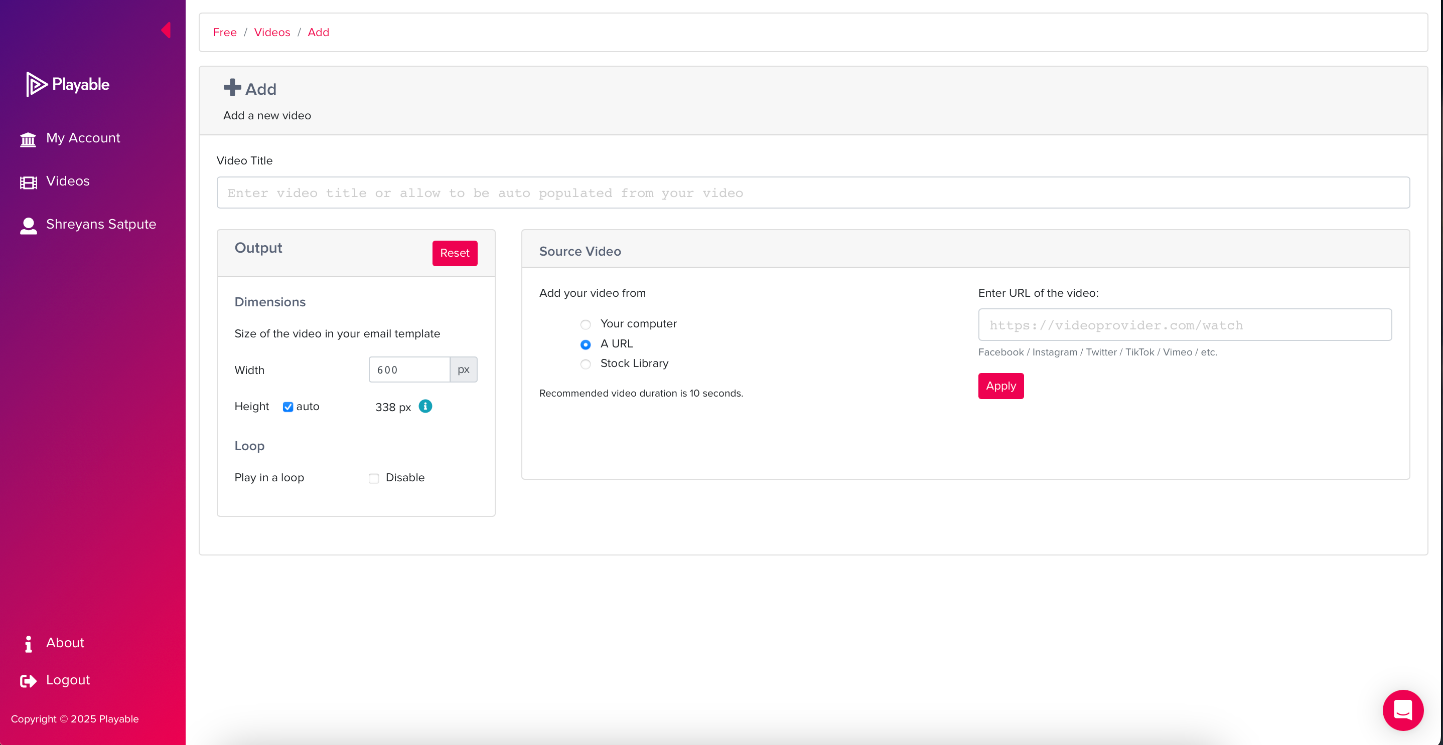 Upload Video to Playable