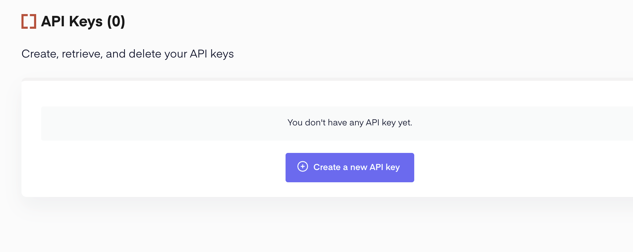 Button for creating new expense receipt API Key