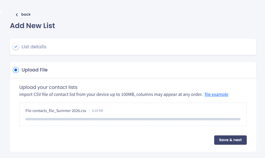Screenshot of the **Upload File** option