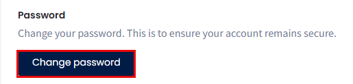 Screenshot of the Password section with the Change password button