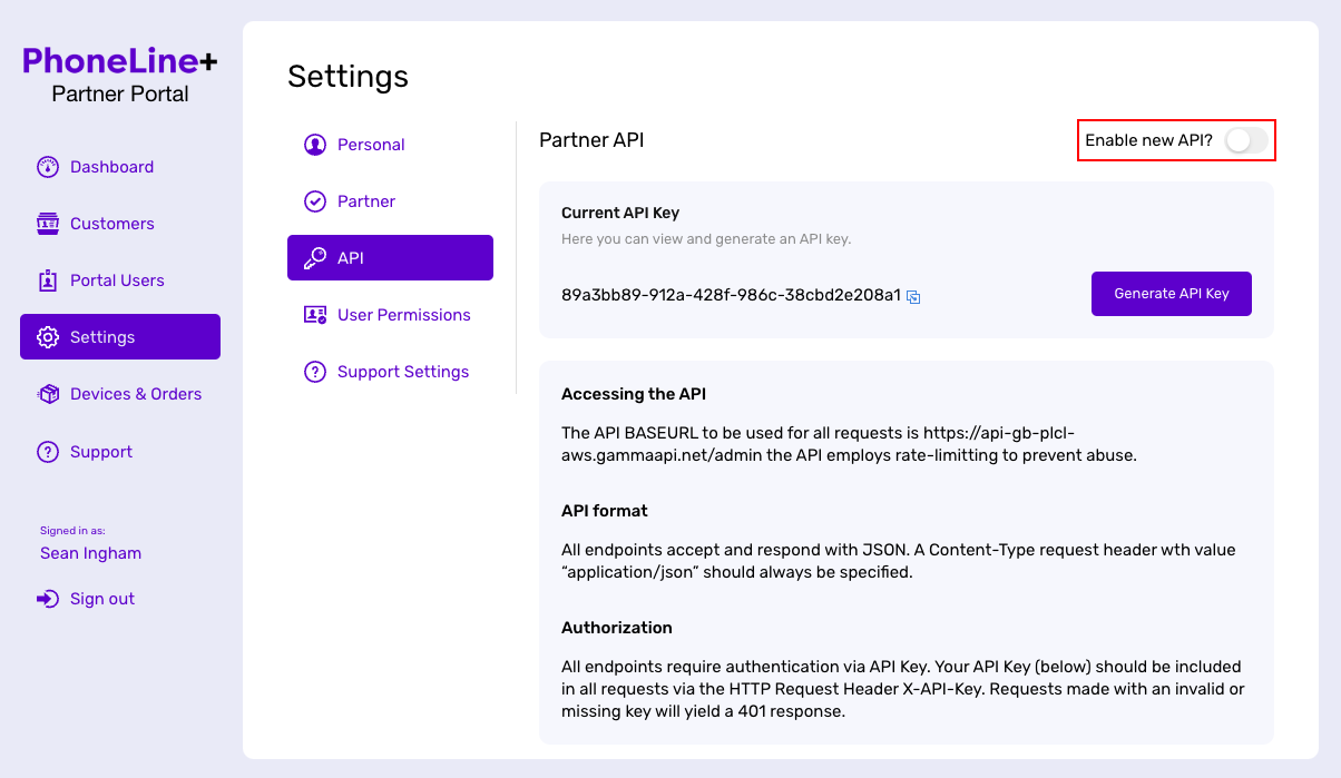 Enable the new PhoneLine+ API