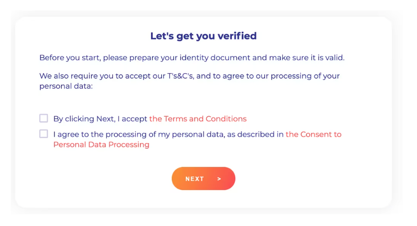 Screenshot of the **Privacy Terms** acceptance screen