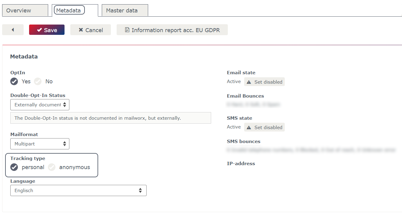 Subscriber field tracking type Subscriber field tracking type