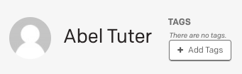 A screenshot of the PagerDuty UI indicating where to Add Tags on a user's profile page