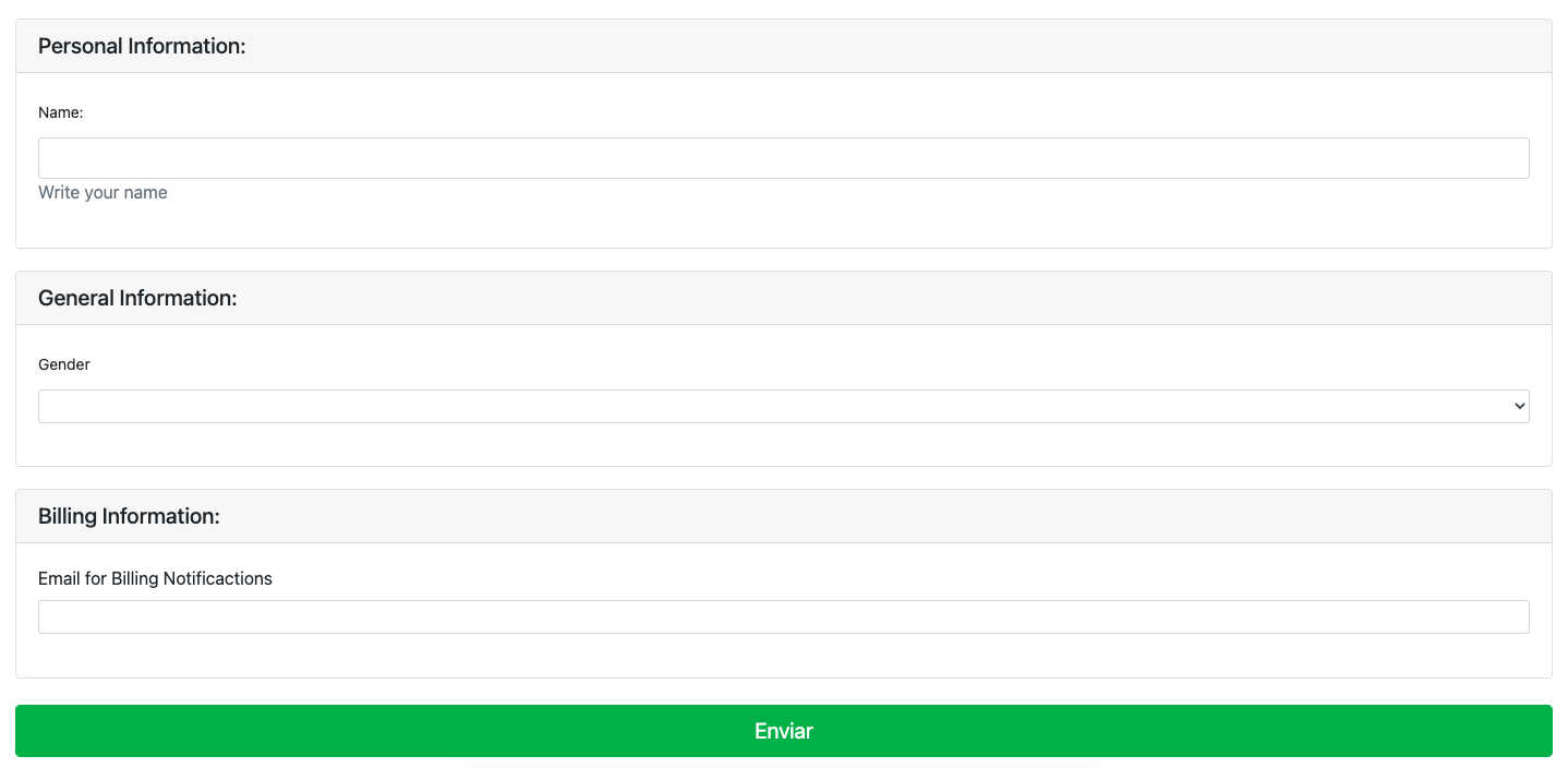 Form sections are filled together example