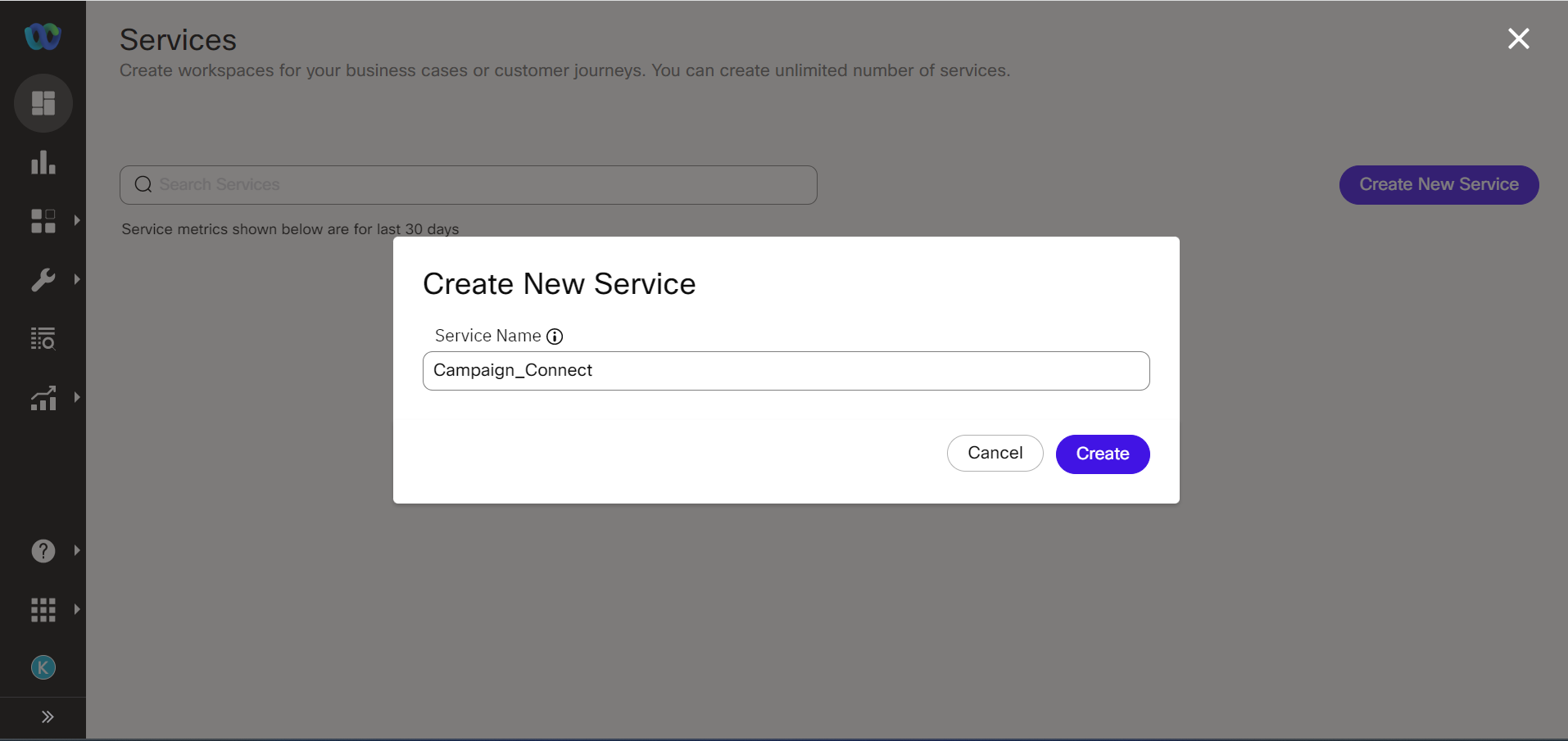 Step 1: Creating an RCS flow in Webex Connect