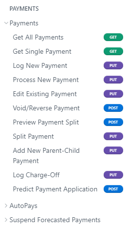 The Payments category.