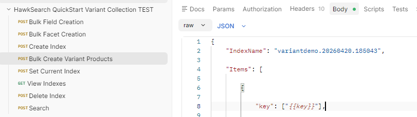 Location of the IndexName variable you'll need to replace.