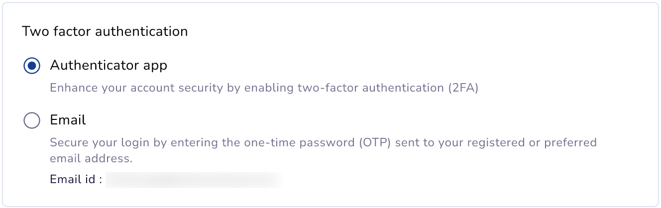 Setup Two-factor Authentication Method