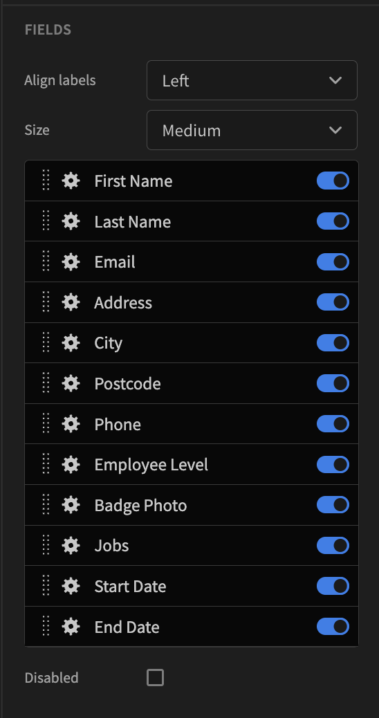 Form field configuration