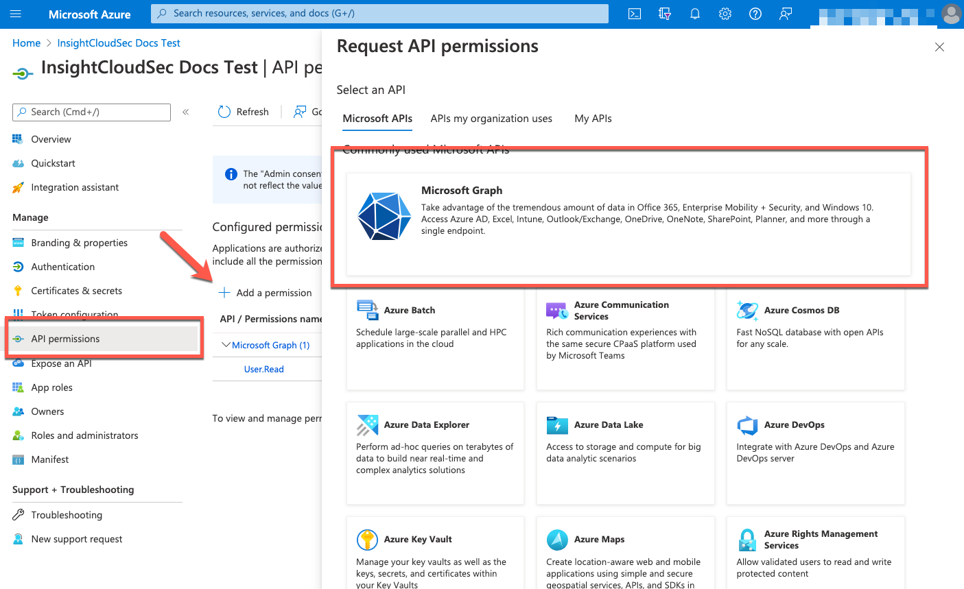 Azure Portal - API Permissions
