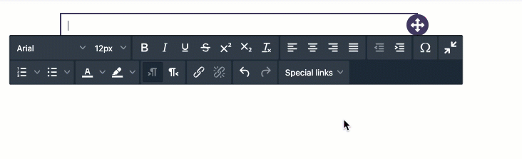 Special Links in Drag and Drop Editor