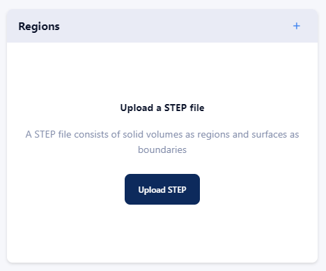 Method one: upload one STEP file containing all regions, subregions and boundaries.