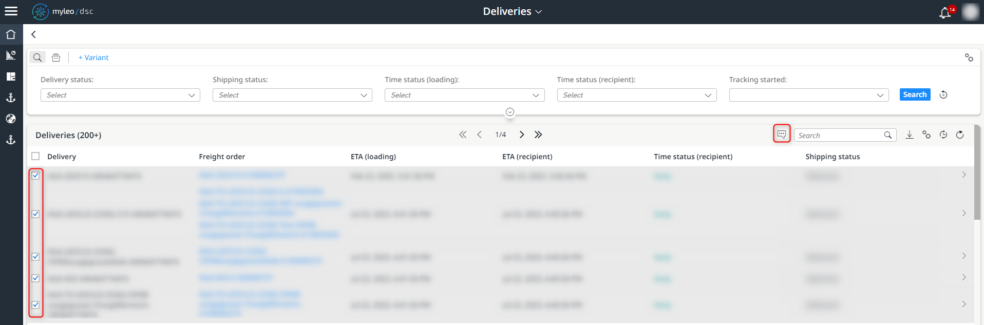Creation of several separate tickets with the same content for the selected deliveries
