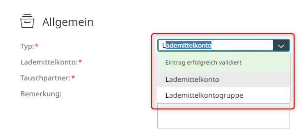 Vereinfachtes Ausfüllen der einzelnen Felder bei der Kontenauswahl