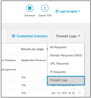 Review Firewall Logs Through the Activity Search Report