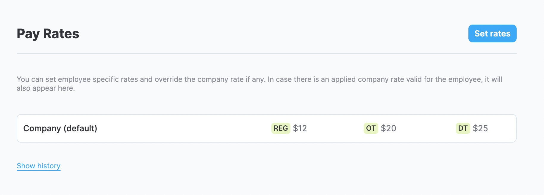 Company default rates applied