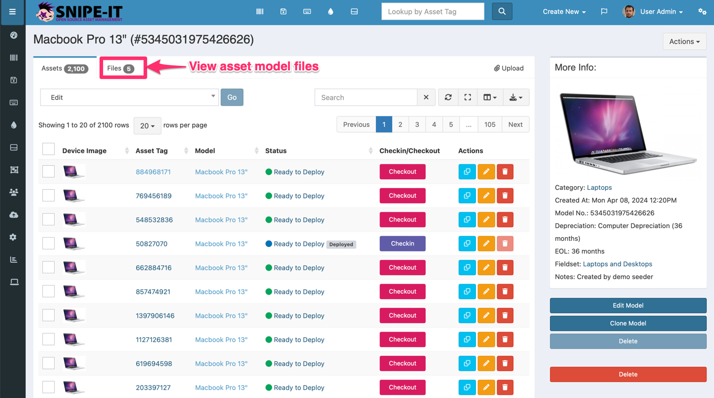 Asset Model View - View uploaded files